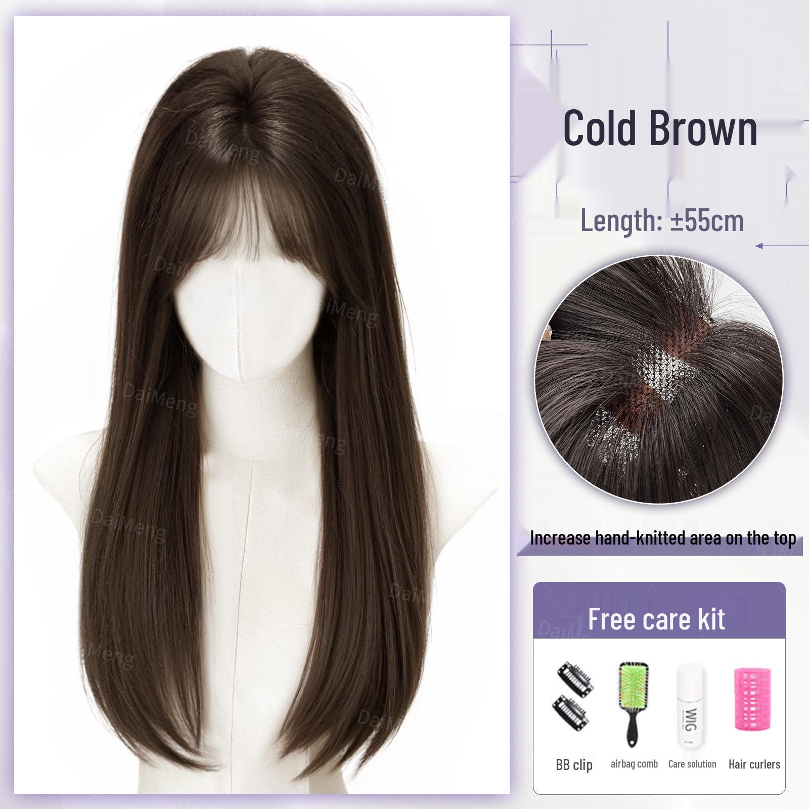 

Women s Fluffy Seamless Hairpiece - Black Long Straight Wig for Daily Wear