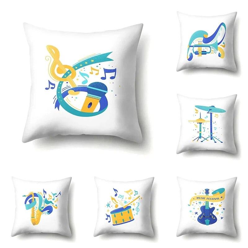 

Music theme printed throw pillow cover bedroom home decoration living room sofa children s room cushion cover 40x40cm