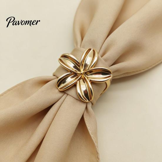 Fashion Scarf Slide Rings for Women, Metal Flower Ring Buckle And Slides, Shirt Clip Tightener Ties Silk Scarf, Shawl, Blouse, T Shirt, Clothing