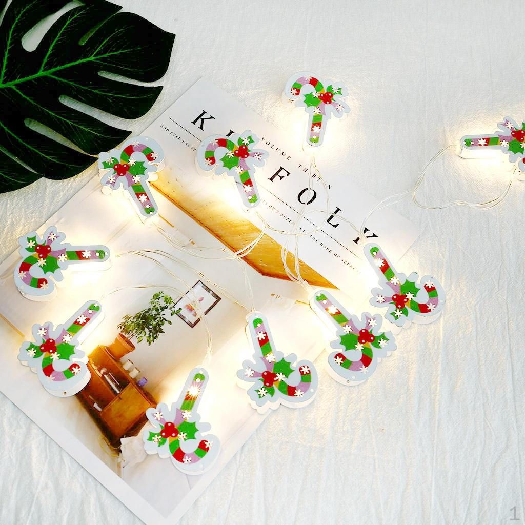 

10LED Christmas String Lights Battery Powered Home Decor Santa Claus Crutch