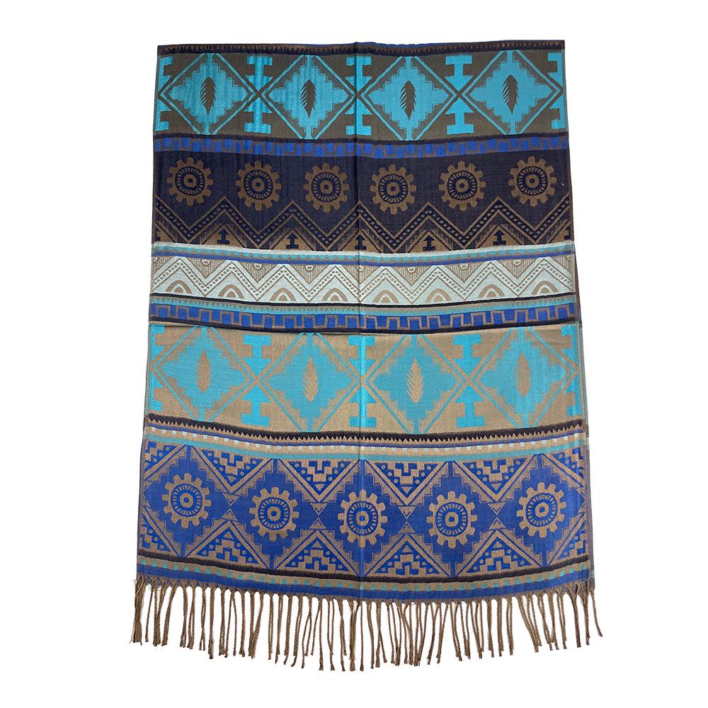 Bohemian Cotton Jacquard Geometric Shawl: High-End Women's Evening Scarf