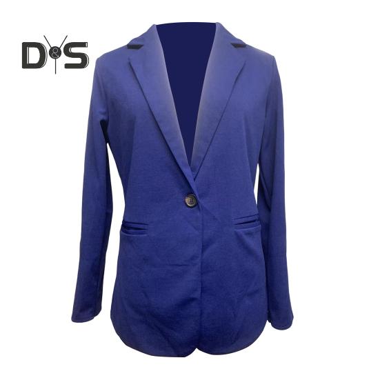 Women Suit Coat Lapel Roll-up Long Sleeve Solid Color Suit Jacket Single Button Loose Fit Spring Autumn Business Outerwear