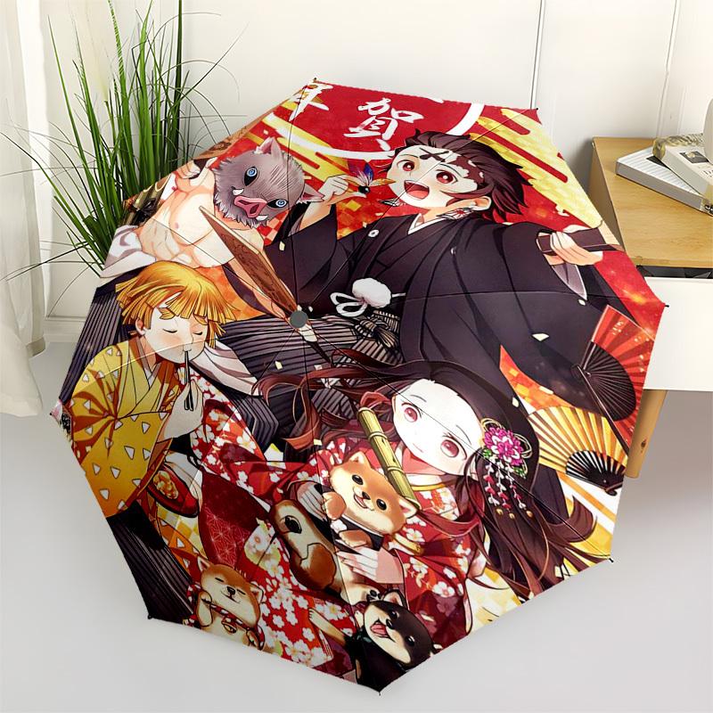 

1pc Anime Characters Outdoor Umbrella - Automatic Opening/Closing - Portable 3-Fold Design - 8-Rib Iron Frame - Festival Gift for Fans, Travelers