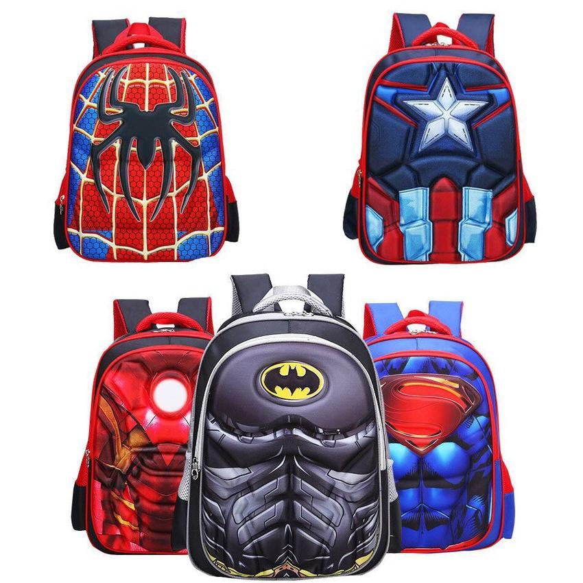 3d Spiderman Batman Captain America Childrens School Bag Backpack For Boys Kids