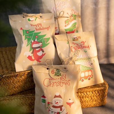 24 sad vánoční papírové tašky z kraftového papíru Santa Claus Sněhulák Liška Vánoční taška na oslavu vánočních večírků Pouzdro na cukroví Potřeby na balení dárků