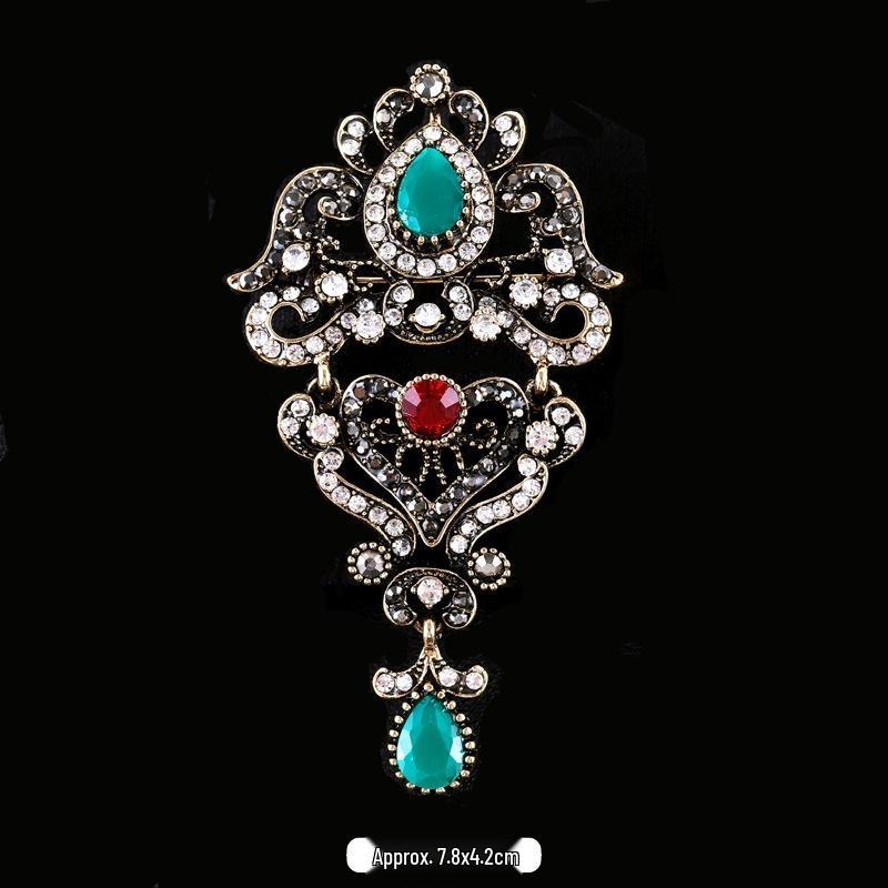 Baroque Style Crystal Brooch - Unisex Retro Palace Metal Lapel Pin