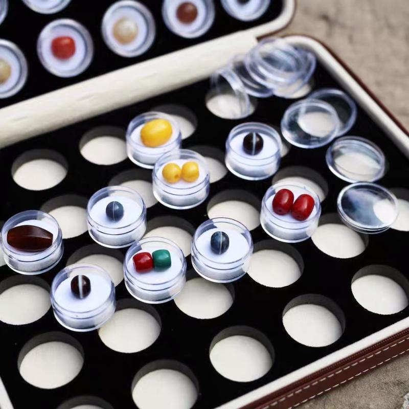 Portable Rock Collector Zipper Bag Round Visual Display Storage Pouch for Colorful Gems Jewelry Travel Organizer