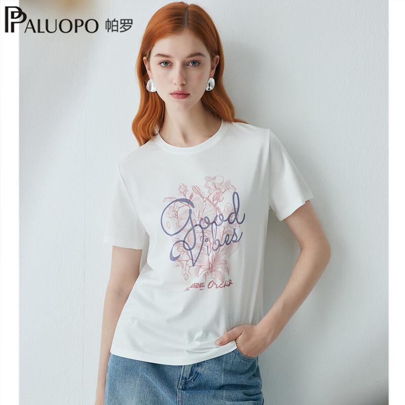 

PALUOPO 2026 S/S Women s Round Neck Printed Short Sleeve T-Shirt XL 170/92A