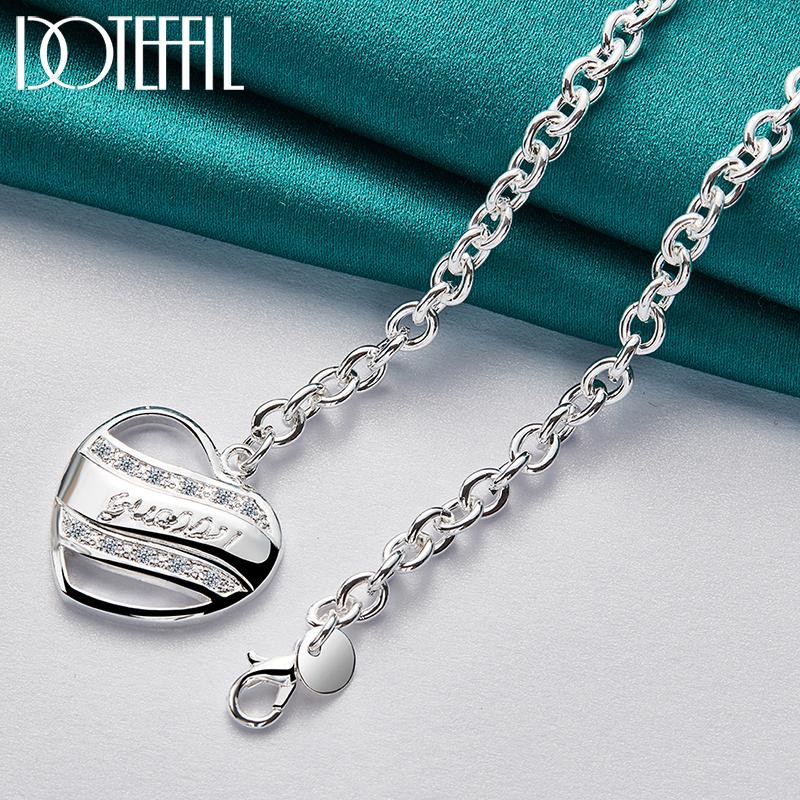 Romantic Heart Pendant Necklace Gift Silver Color Fashion Jewelry