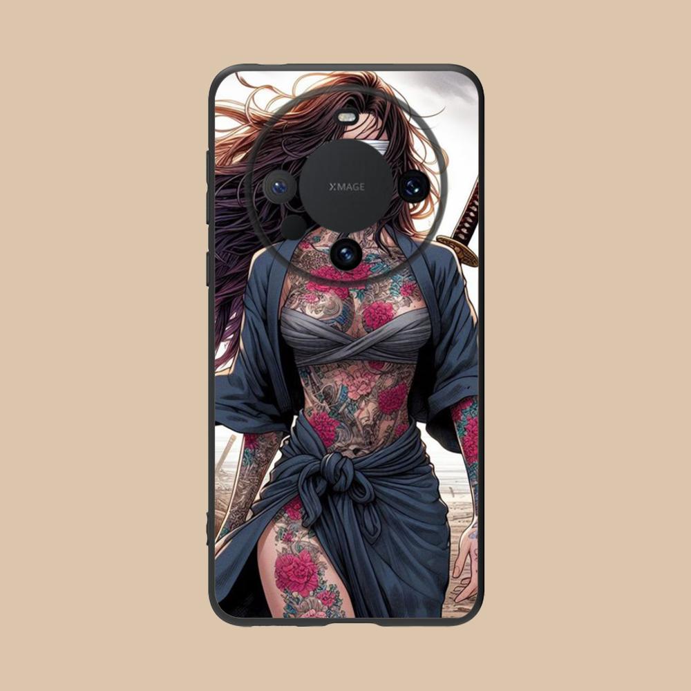 Fashion Tattoo Girl Mobile Phone Case for Huawei Mate 60 50 40 30 20 10 Pro Plus Lite E 5G Colorful Printing Cover Pretty Cover