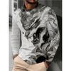 Men's 3D Stripe Printed Long-sleeved T-shirt, Comfortable, Breathable and Versatile Men's Top