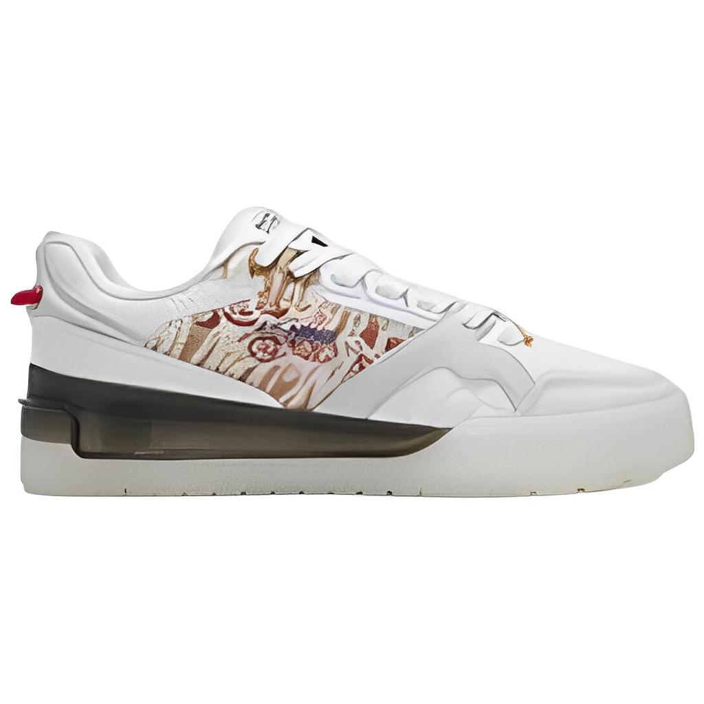 New LiNing 001 BTC BTC Boom Daily Gold Rush Anti Slip And Wear Resistant Lightweight Low Top Skateboard Shoes Women's White AGCS130-1