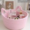 1pc Small Handwoven Cat Ear Design Rope Storage Basket, Desktop Storage Basket for Living Room, Bedroom, Desk, Bedside