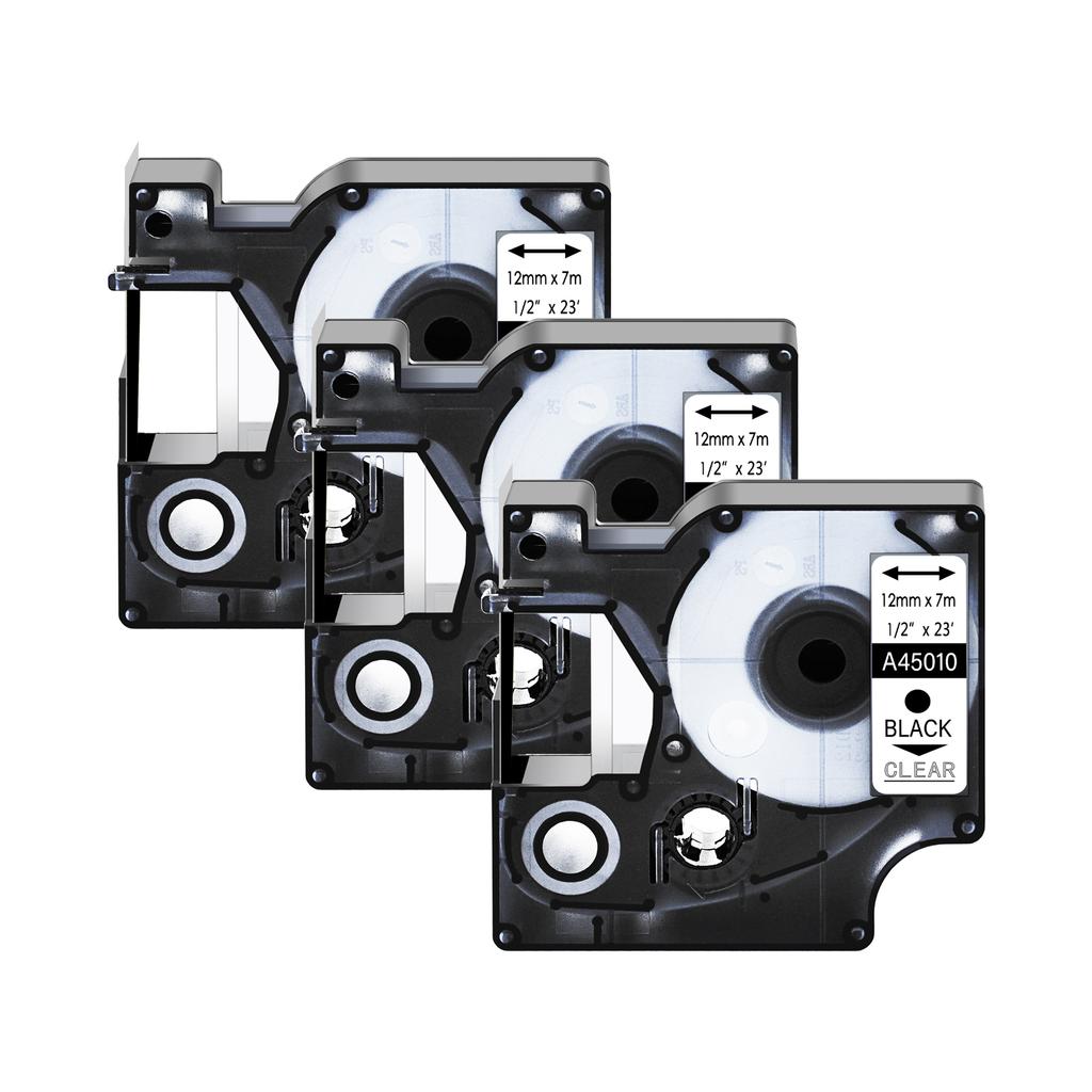 3/5/10PK 12mm D1 Standard Label Tapes Compatible for Dymo A45013 45010 Various Colors Ribbon Label For DYMO LabelManager 100 450