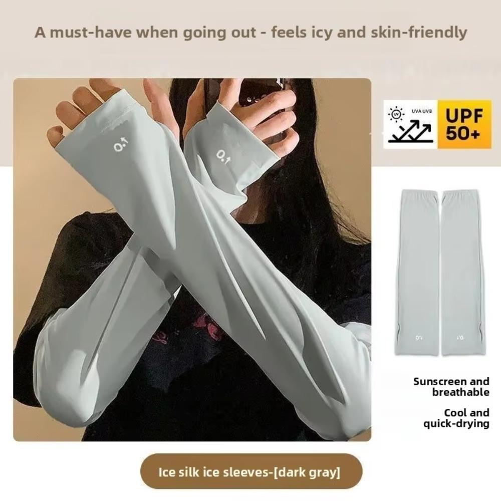 

Sun Protection Loose Sleeves Ice Silk Arm Protection Sleeves New Cycling Driving Gloves Women Men темно-сірий колір