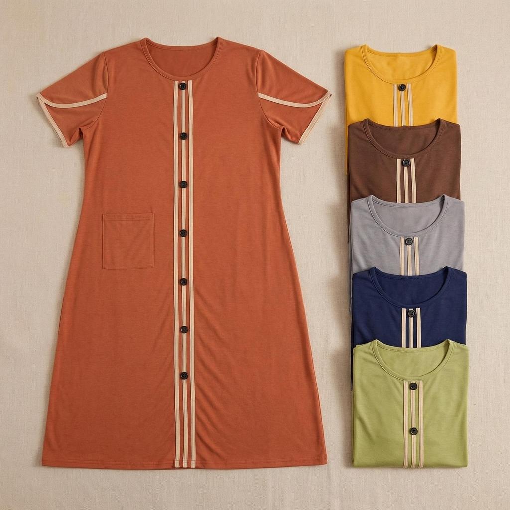 Plus Size Milk Silk Short Sleeve Long Nightgown Dress
