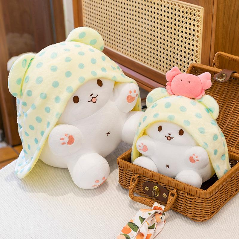 Blanket Bear Doll Bear Plush Toy Little White Bear Doll Sofa Throw Pillow To Accompany Sleeping Soothing Doll