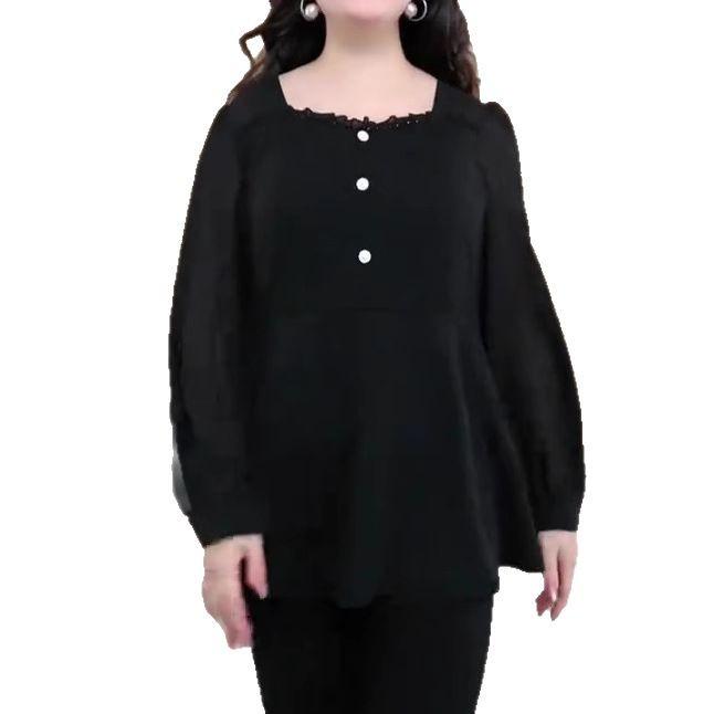 2025 Spring Plus Size Chiffon Lace Casual Shirt - Versatile Fashion for Middle-Aged Women