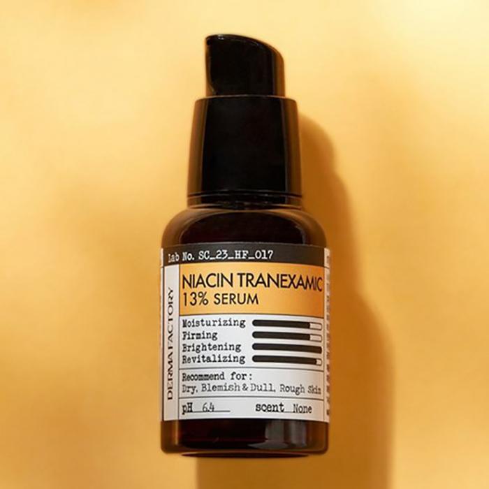 Derma Factory Niacinamide Tranexamic Acid 13% Serum – Brightening, Dark Spot & Pigmentation Care, Daily Whitening Vegan Serum, Korean