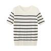 Fashion Style Summer New Arrival Women's Clothing All-Matching Round Neck Short Sleeve Basic Stripes Knitwear 8851017 105