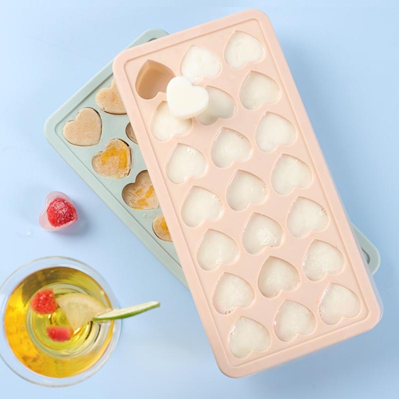 Flexible Ice Cube Molds DIY Cute Heart Shape Silicone Ice Cube Tray Ice Cube Makers Reusable Ice Cube Tools for Kitchen
