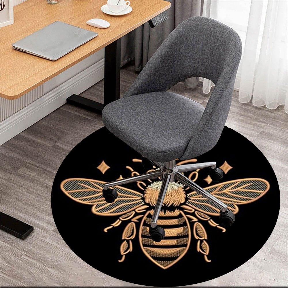 

Golden Crown Bee Embroidery Design - Luxury Fashion AccessoryRound Non-Slip chair mat chair carpet for office Rugs for Office Decor Gift For Valentine 80cm by 80cm