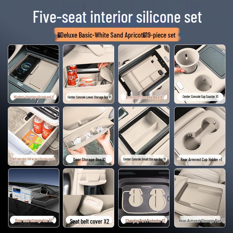 AITO M8 Car Interior Silicone Protector Set - Central Control & Cup Holder Accessories