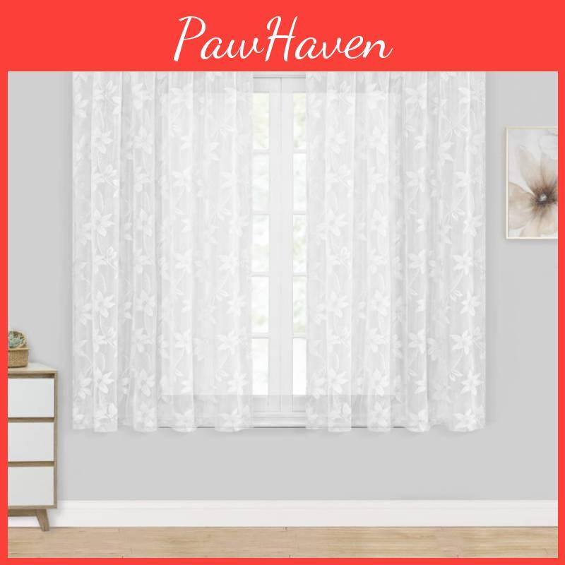 Polyester Lace Floral Window Curtain For Bedroom Kitchen Short Window Decor