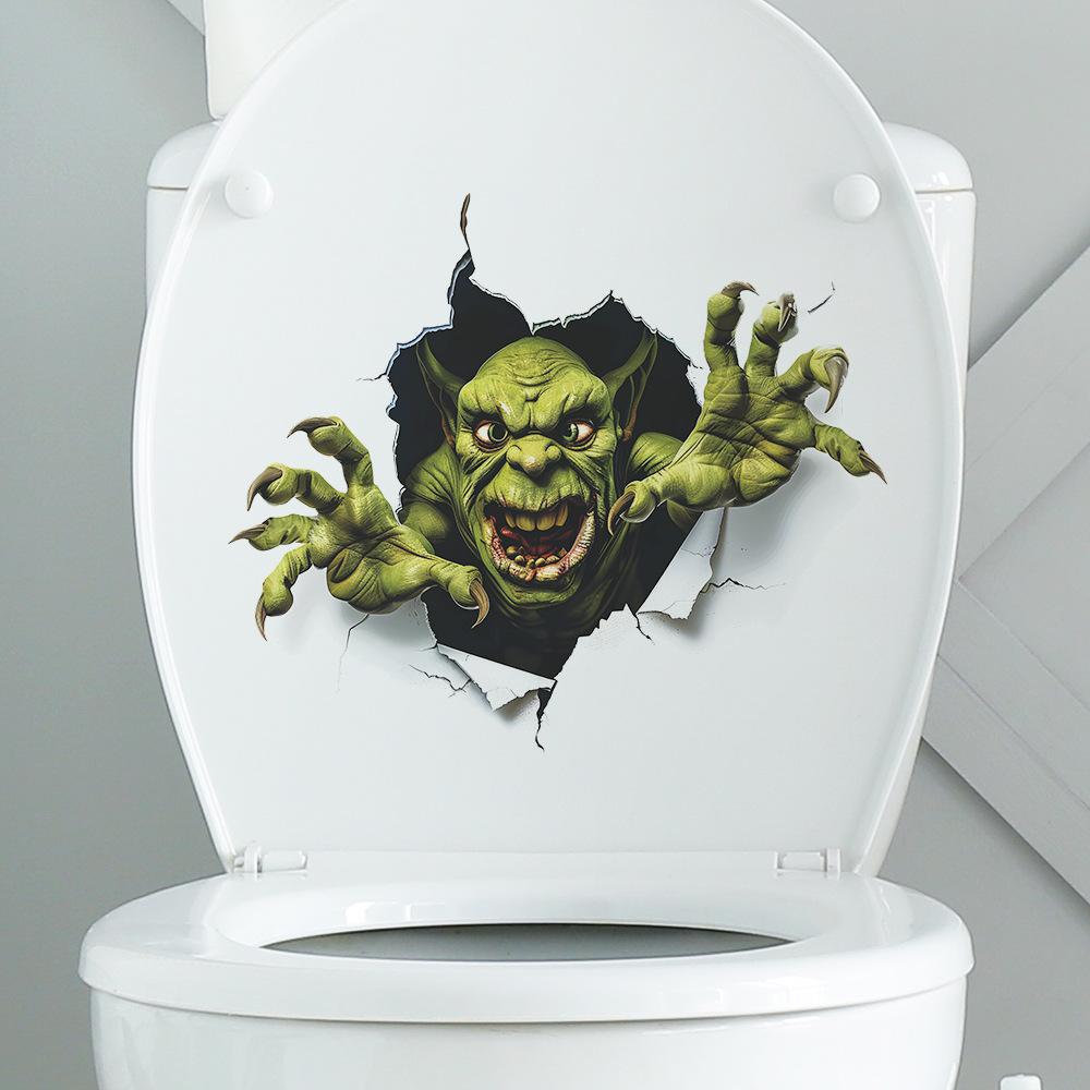 Halloween Green Monster Bathroom Toilet Toilet with Home Decor Decals