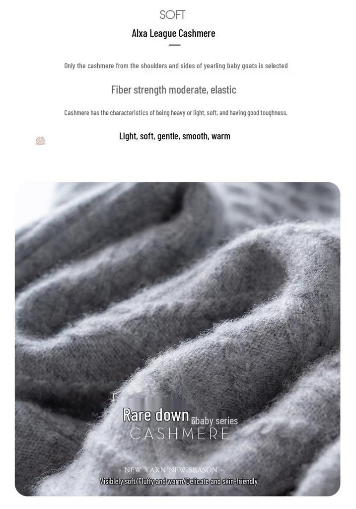 Women's Cashmere Cable Knit Sweater: Warm, Thickened Pullover with Half-High Neck for Autumn & Winter