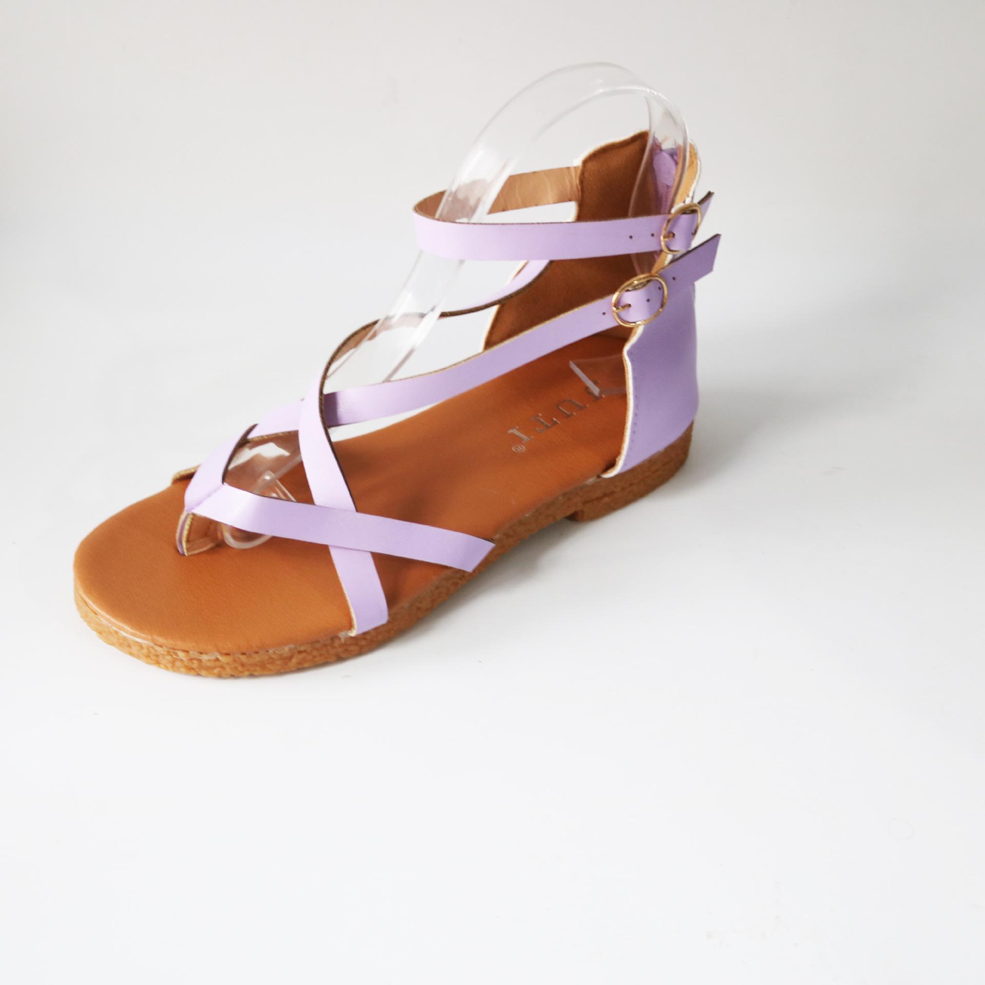 

Juti 2020 spring and summer foreign trade large size women s shoes wish independent station European and American flat bottom women s sandals 43 фиолетовый