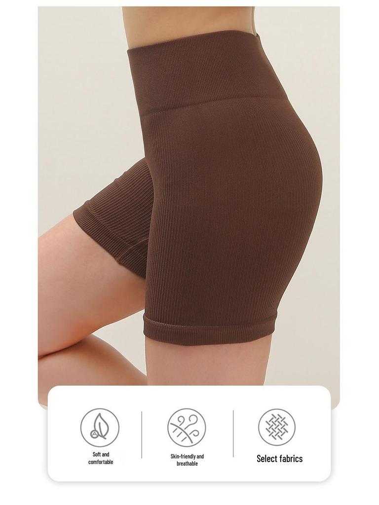Seamless Ribbed High-Waist Yoga & Fitness Shorts for Women - Hip-Lifting, Summer Athletic Wear