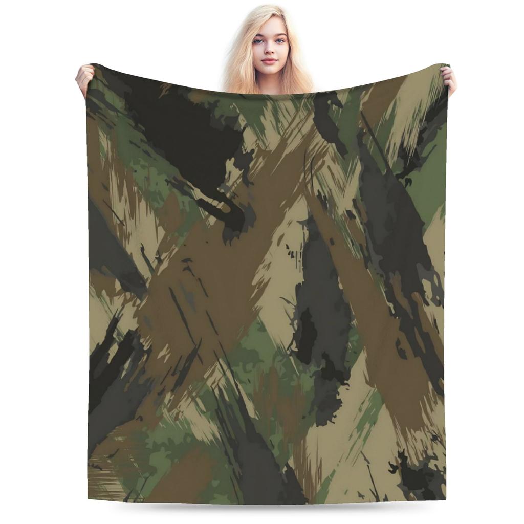 Green And Brown Camo Super Soft Blankets Kids Adult Plush Throw Blanket Fashion Bedroom Flannel Bedspread Sofa Bed Cover