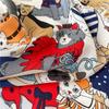 Retro Cartoon Cat Square Scarf Multifunction Women Neckerchief  Spring and Summer