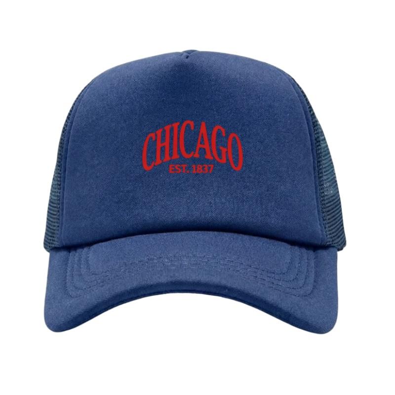 Chicago Printed Adjustable Baseball Cap Classic Snapback Dad Hat Breathable Mesh Hat Golf Fishing Outdoor Sun Cap