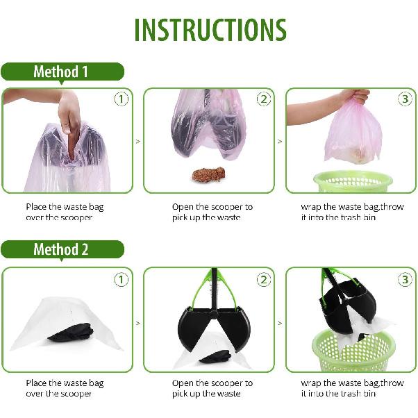 PPOGOO Non-Breakable Pet Pooper Scooper for Dogs and Cats with Long Handle High Strength Material and Durable Spring for Easy Grass and Gravel Pick