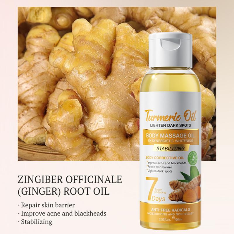 

Brightening Body Massage Oil with Coconut, Rose, Turmeric & Vitamin C, Lighten Dark Spots, Moisturize, Even Skin Tone, Non-Greasy & Antioxidant Turmeric