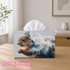 1pc 2D Flat Printed 17.78X10.92X12.95cm Tissue Box Fluffy Brown Squirrel Mountain Cloud Art Suitable for Home, Office, Vehicle, And Party Settings CC6