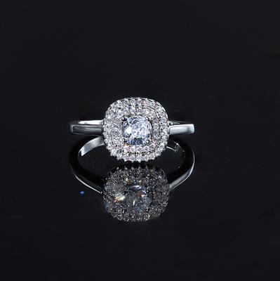 European and American Rings with Micro Set Zircon Silver Rings for Women  Platinum Luxury Imitation Diamond Rings