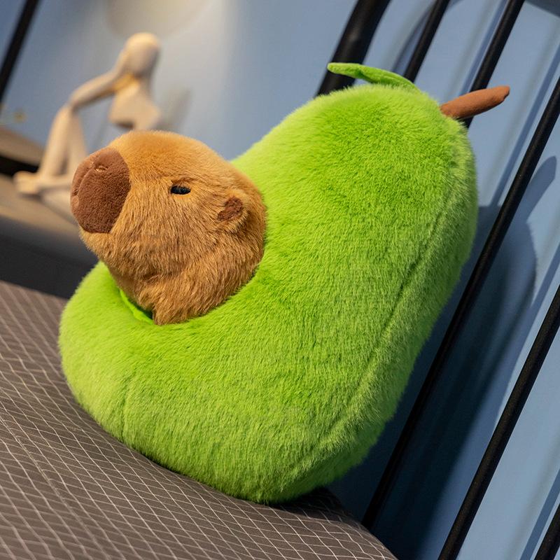 Avocado Capybara Doll Stuffed Plush Toys Plush Filled Animal Fruit Capybara Throw Pillow Home Sofa Bedroom Cushion Gifts