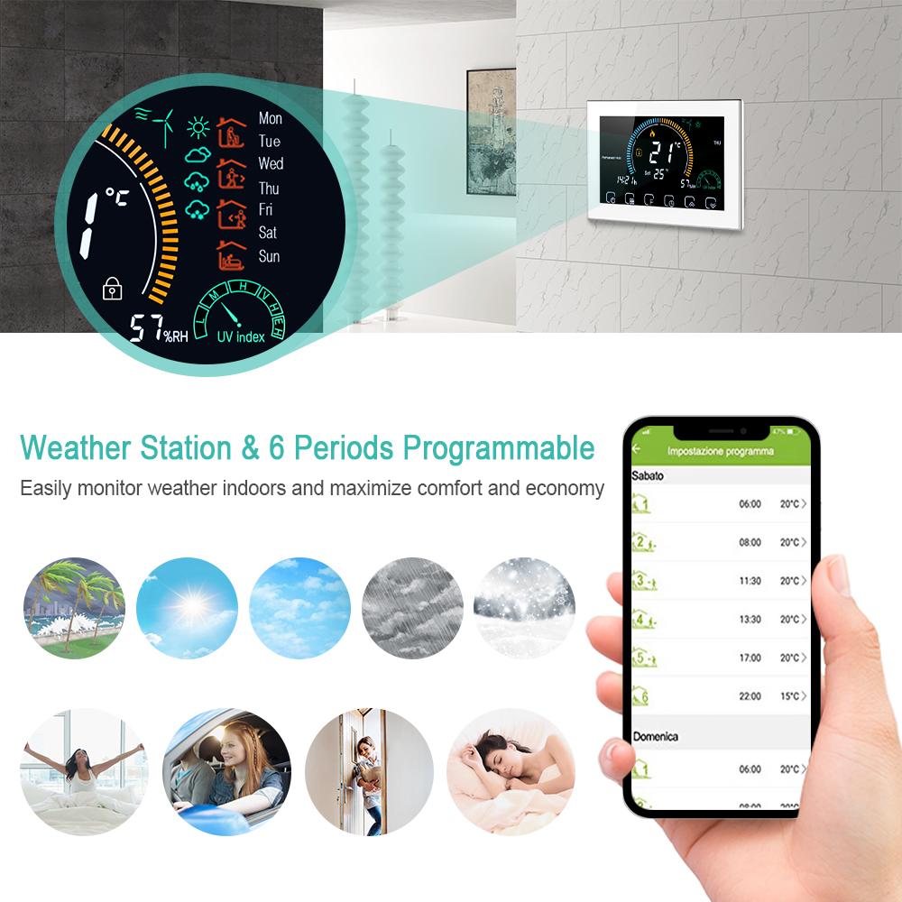 Tuya WiFi/NonWiFi Opt. Smart Life Thermostat Floor Heating Water/Gas Boiler Remote Controller for Google Home Alexa App Fuel Injectors 6