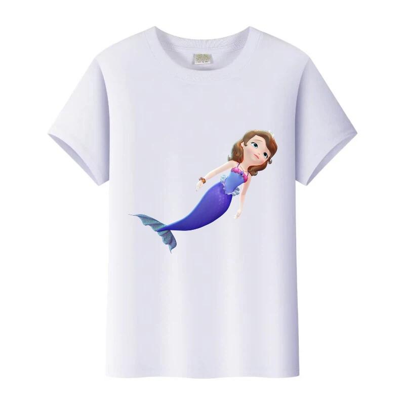 

Fashion Disney Sofia The First Princess Graphic Tees Girl O-Neck Tops White Clothes Blouses Harajuku T-Shirt Summer Tshirt 110
