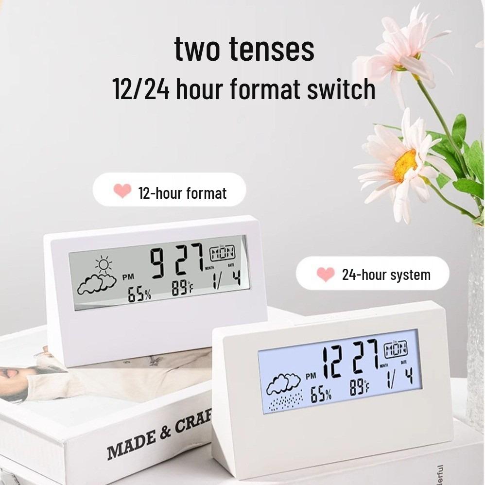 Cross-border Luminous Alarm Clock with Thermometer and Hygrometer - Weather Display for Students
