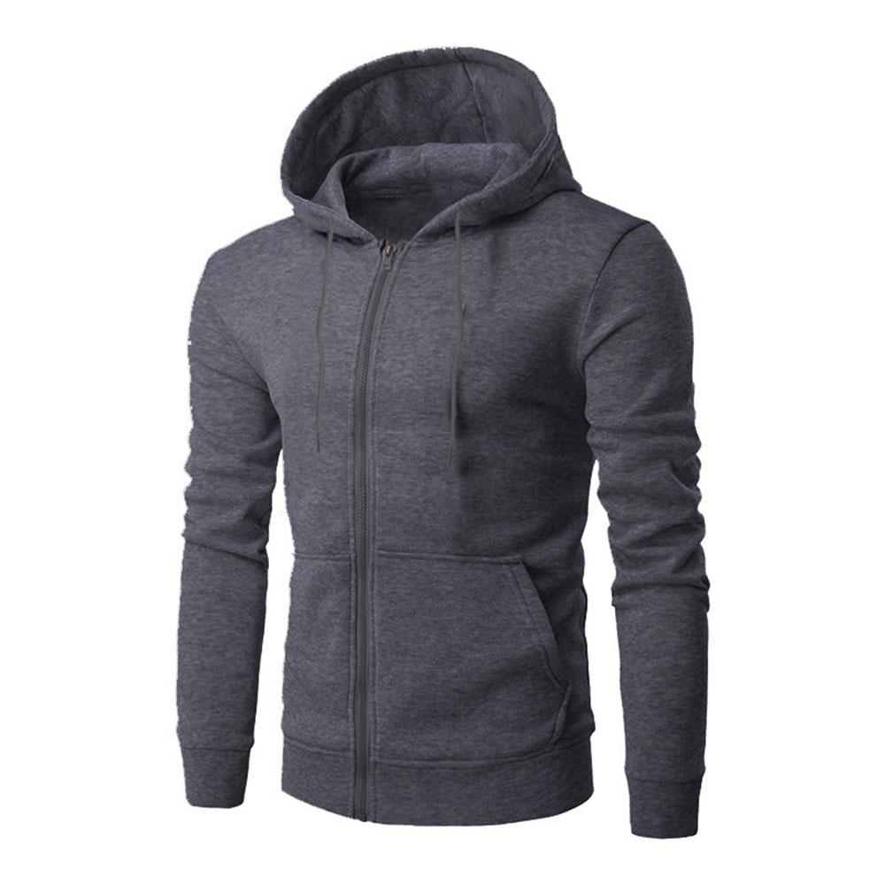 Men's Hoodie Solid Color Basic Hooded Jacket Cardigan Sweatshirt Spring Autumn Casual Men Streetwear Tracksuit Male