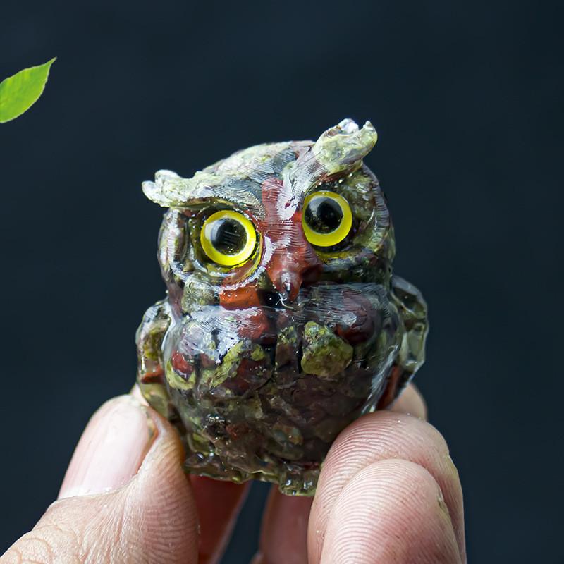 Uil Hars Kristal Beeldje Met Natuurlijke Watersteen Voor Huisdecoratie En Cadeau Geven