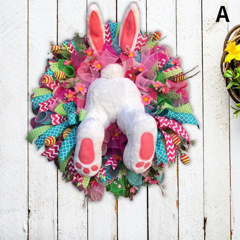 40*50см Венок Гирлянды Вор Кролик Венок Пасхальное Украшение Пасхальный Вор Заяц Гирлянда Домашняя Дверь Венок из Цветов A