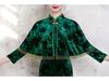 Elegant Green Velvet Cheongsam Two-Piece Set with Shawl for Weddings and Banquets