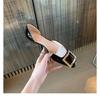 Chaohui - the Same Shoe Commuter RV Square Buckle Patent Leather Square Head Shallow Mouth Hollow Flat Sole Single Shoe Women's Spring Metal One Pedal