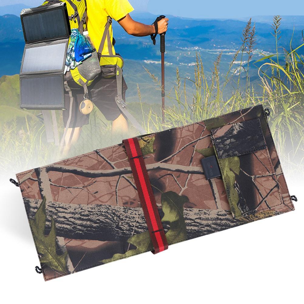 5W 5V Portable Outdoor Solar Panel Foldable Bag Charger for 5V Device Charging Camouflage