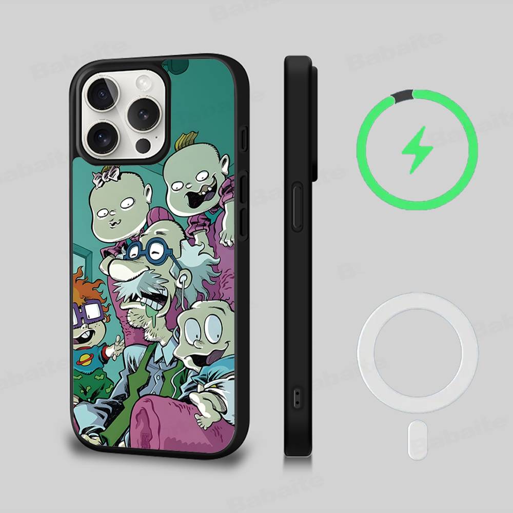 Cartoon Funny R-Rugrats For Magsafe Magnetic Phone Case Wireless PC+TPU For IPhone 11 12 13 14 15 16 17 Pro Max Plus